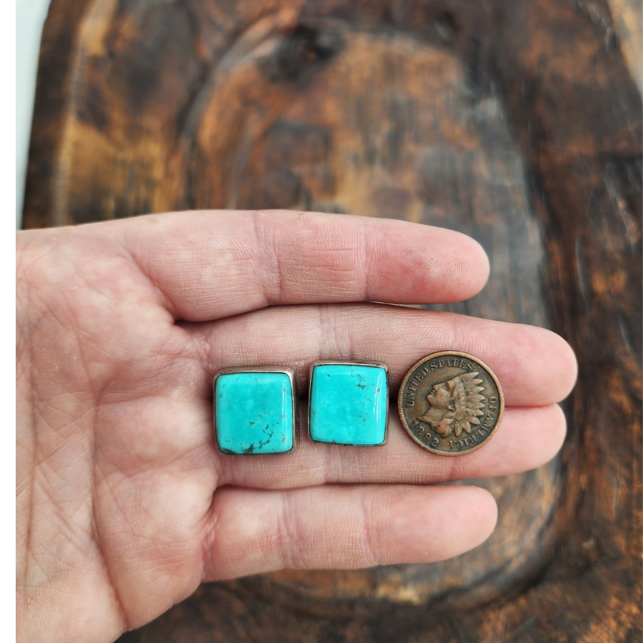 Tyrone Turquoise Square Earrings