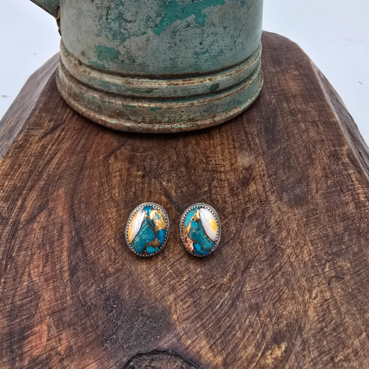 Kingman and Spiny Oyster Stud Earrings