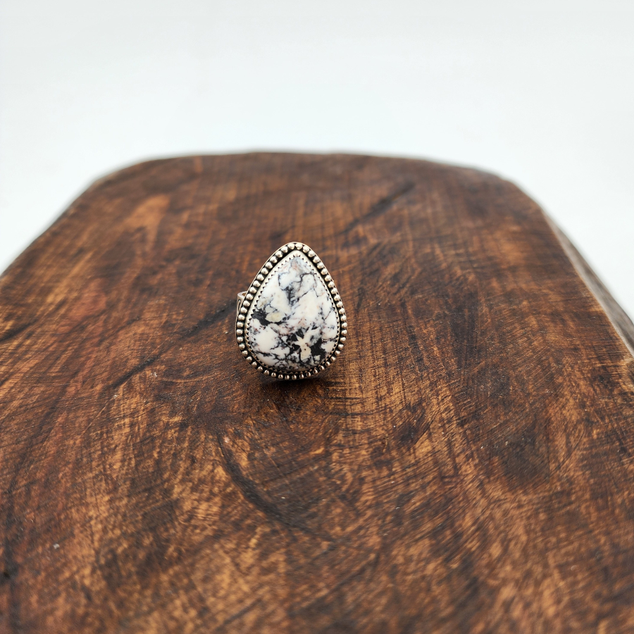 White Buffalo Bead Ring